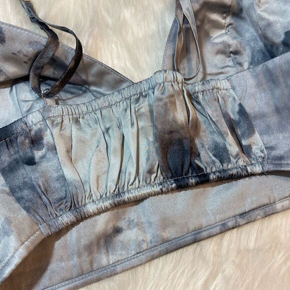 New! Oversized Tie Dye Boyfriend Button Down Long Sleeve Top & Matching Cami Bra - Picture 9 of 14